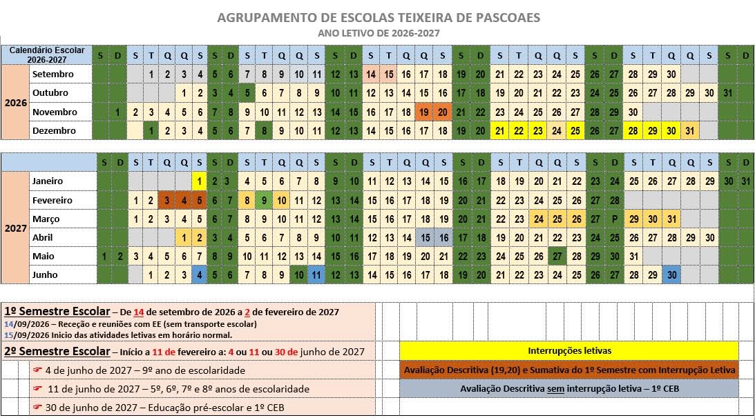 Calendário Escolar 2026-27-