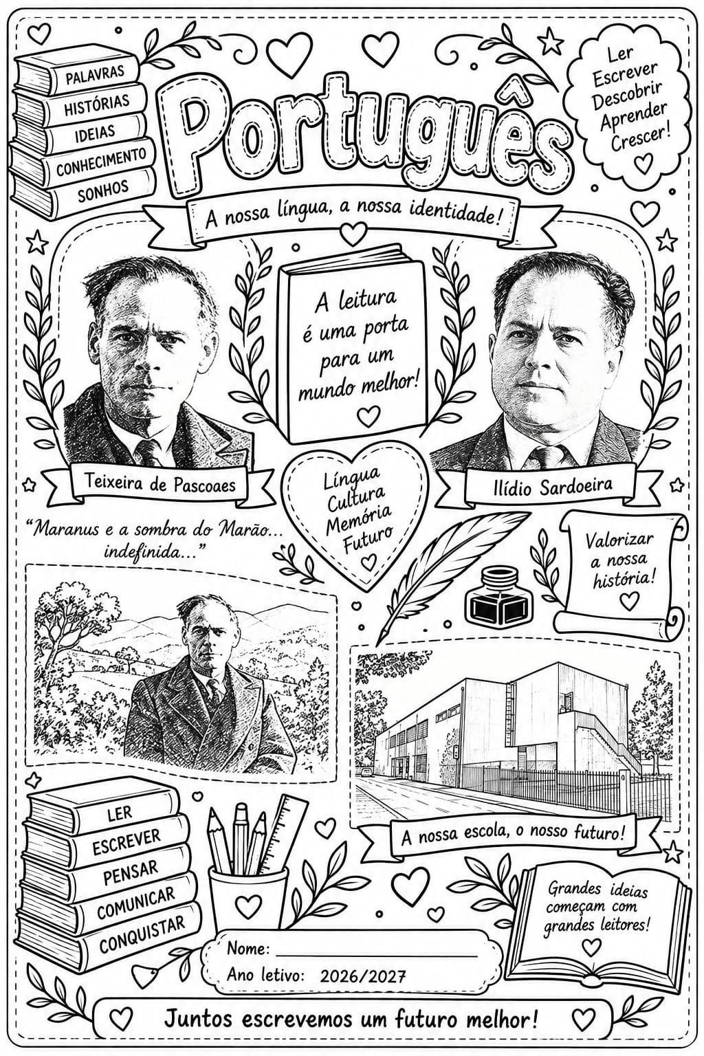 Capa para cadernos de Português